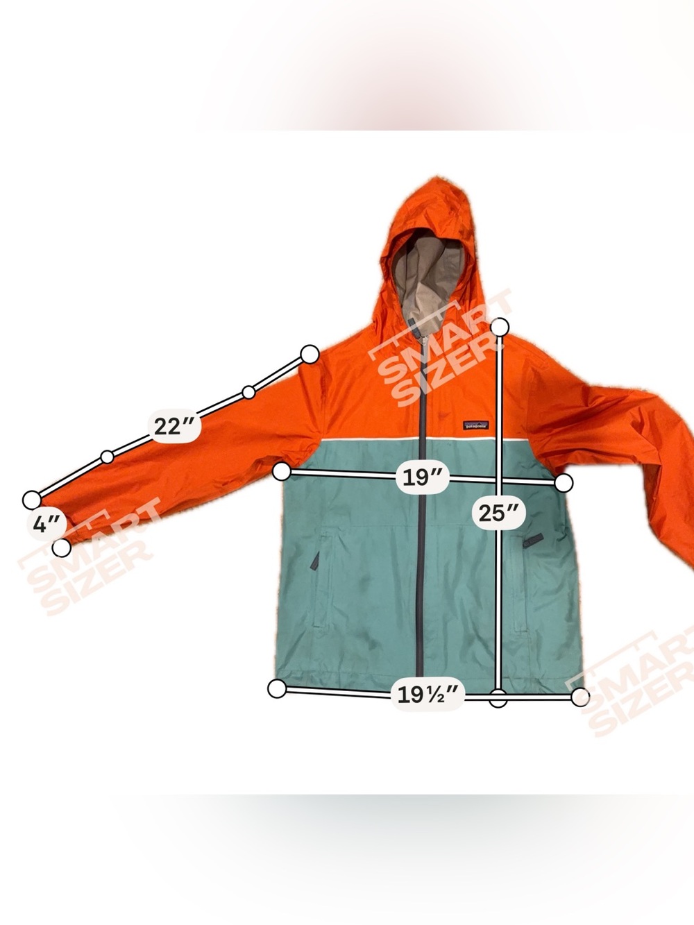 Patagonia Raincoat Torentshell Boys Size XL Orange Green Hooded Jacket - Picture 6 of 8